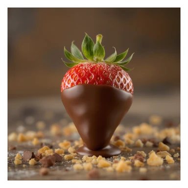 a strawberry dipped in chocolate, realistic style, high detail, professional photography sticker