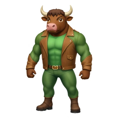 Big green bull full body with brown jacket sticker
