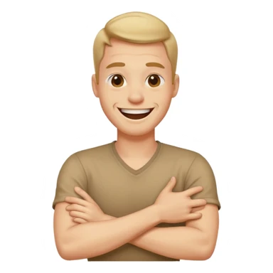 Arms crossed holding necking laughing guy sticker