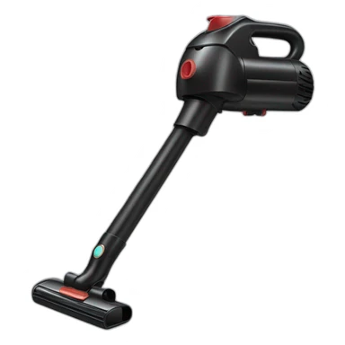 black handheld mini vacuum cleaner shaped like a gun that has a narrow pointed end sticker