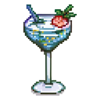 cocktail glass with garnish sticker