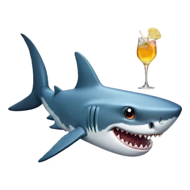 Shark holding a drink sticker