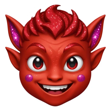 red glitter smilling imp sticker