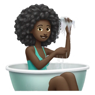 African woman washing hair sticker
