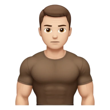 muscular man white skin, wear brown shirt sticker
