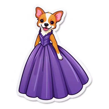 Dog in evening gown sticker