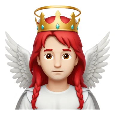 long hair angel with a red crown on his head, 4 wings sticker