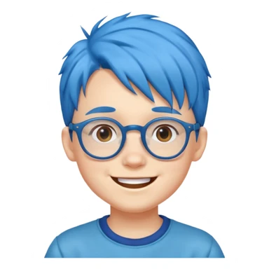 blue haired kid with glasses sticker
