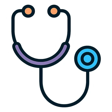 minimalist iOS app icon, professional medical style, modern stethoscope in flat style, gradient background clinical blue and white, clean, trustworthy, tech-inspired, subtle depth with soft shadows, iOS-flat-design, no text, single bold medical symbol centered sticker