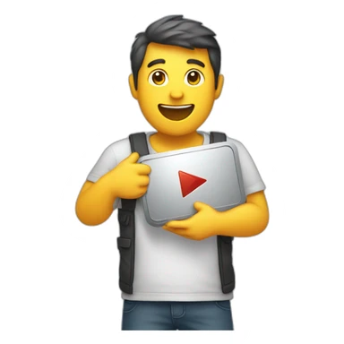 A man being happy holding youtube silver play button sticker