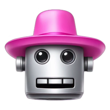 Square robot head wearing a pink sombrero sticker