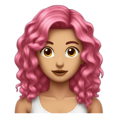Chica morena con pelo más largo de un lado con mechas rosas sticker