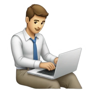 hombre joven trabajando en su laptop sticker