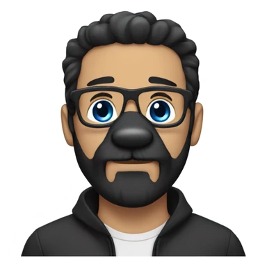 Blue eyes Dark hair man beard and mustache holding black Labrador  sticker