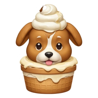 Cute fuzzy dog with ice cream on his head sticker