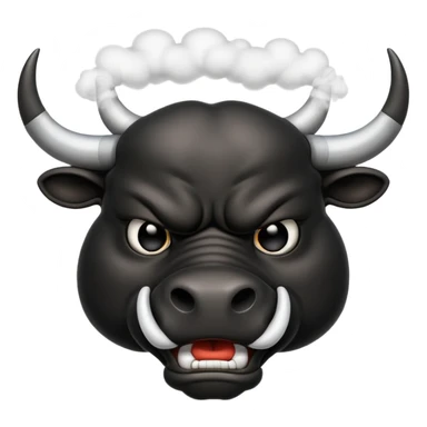 Emoji of an angry black powerful bull with steam coming out of its nose sticker