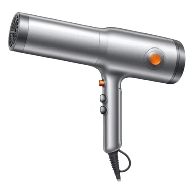 hair dryer resembling Dyson multistyler, cylindrical shape, metallic finish sticker