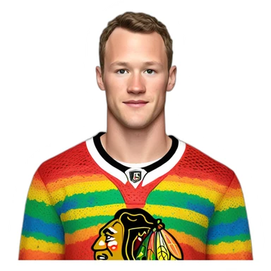 Jonathan Toews wearing rainbow lace shirt sticker