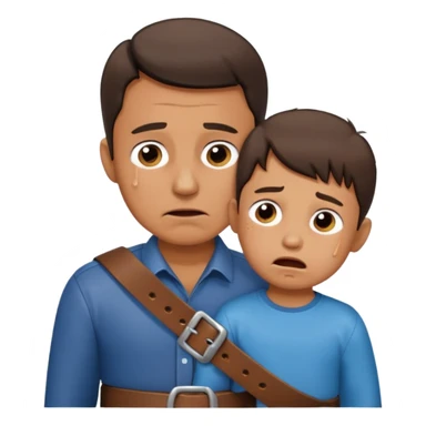 Dad using belt on kid sticker