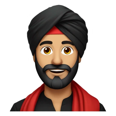A bearded punjabi guy wearing red turban and black kurta sticker
