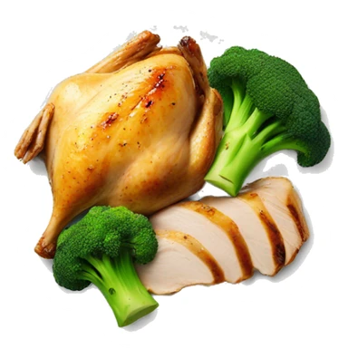 Roasted chicken breast and broccoli on a plate sticker