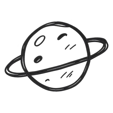 hand drawn planet, clean silhouette, black sticker
