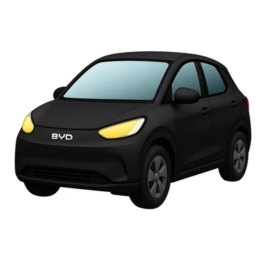 Сгенерируй мне Машина BYD черная электрокар в стиле эпл емодзи sticker