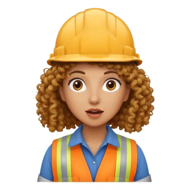 surprised construction worker curly haired woman  sticker
