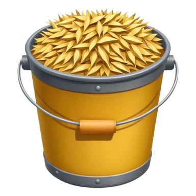 cow feed bucket object icon, bucket full of hay and grains, farm style, 3D cartoon, mobile game icon style, centered, clean background, no text, no watermark
 sticker