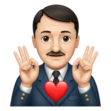 Adolf hitler making heart with fingers sticker