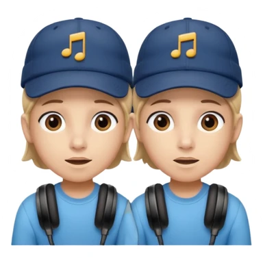 Make me a twin writing a cap while listening to a song sticker