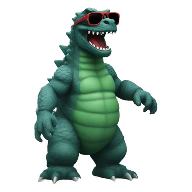 Godzilla on a beach with sunglasses sticker