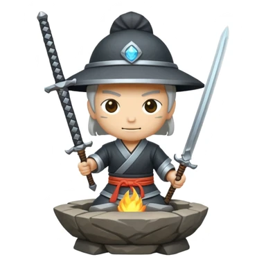 A Japanese stone forge with a sword sticker