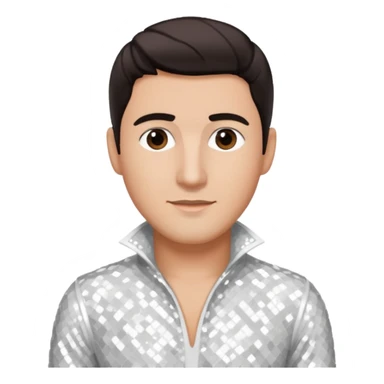 Jonathan Knight from NKOTB with dark brown hair, white sequin outfit sticker