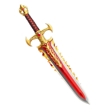 fiery royal golden sword with red blade sticker