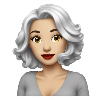 Pretty Woman with silver hair, red lips sticker