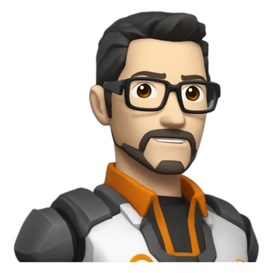 Gordon freeman bust white skin but black hair sticker