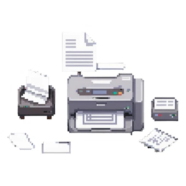 pile of paper and a printer, simple design sticker