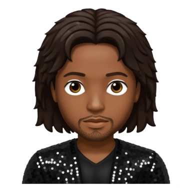 D'Angelo, Neo-Soul Singer (1974-2025) with dark brown hair black sequin outfit sticker