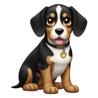black and tan dog with pointy ears white collar sticker