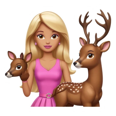 brown skin blonde barbie with deer sticker