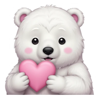  Oso Polar blanco corazón rosa kawaii sticker