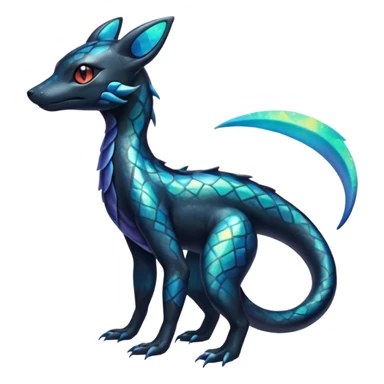 Scaley Exotic Salandit-Aurorus-Umbreon-Fakémon-hybrid-creature (full body)  sticker