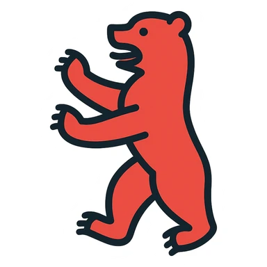 icon of Berlin with a stylized Berlin Bear, bold lines, flat colors, no text, suitable for mobile app icon sticker
