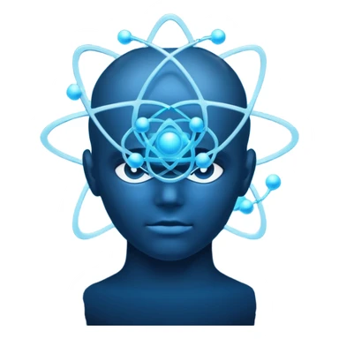 human head silhouette with atom symbol inside sticker
