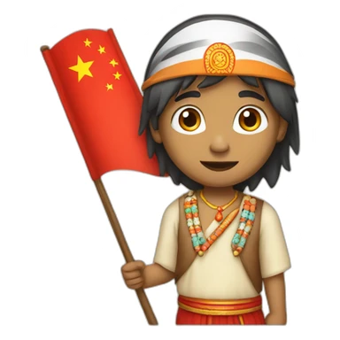 an Indian with the flag of China sticker