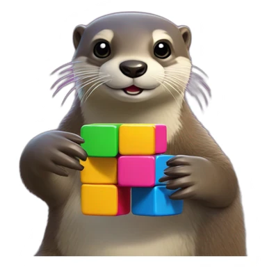 Loutre qui fait un rubiks cube sticker