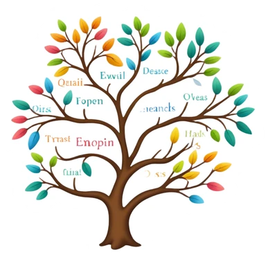 a mind map breaking one task down to three smaller subtasks  sticker