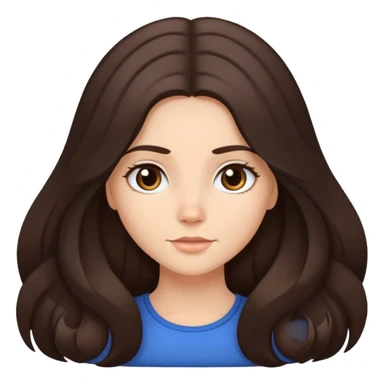 Caucasian girl with long voluminous dark brown hair with middle part, no bangs sticker
