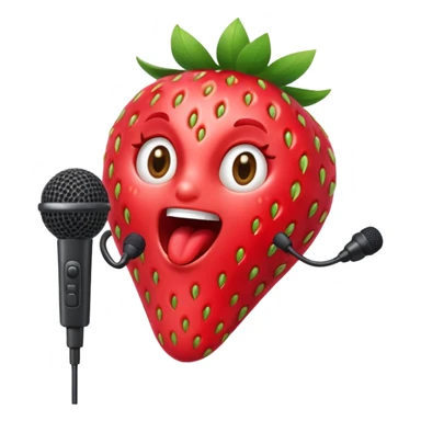 Strawberry with microphone singing loudly sticker
